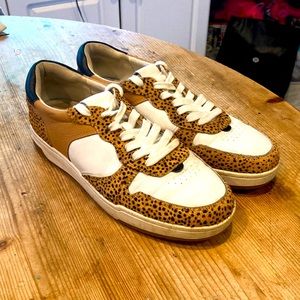 Madewell leather athletic shoes. White with leopard accents. W 10/ M 8.5.